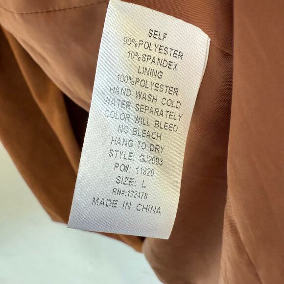 Faux Suede Jacket Camel Brown Drape Coat Tie Waist Quiet Luxury French Girl L - Picture 3 of 5